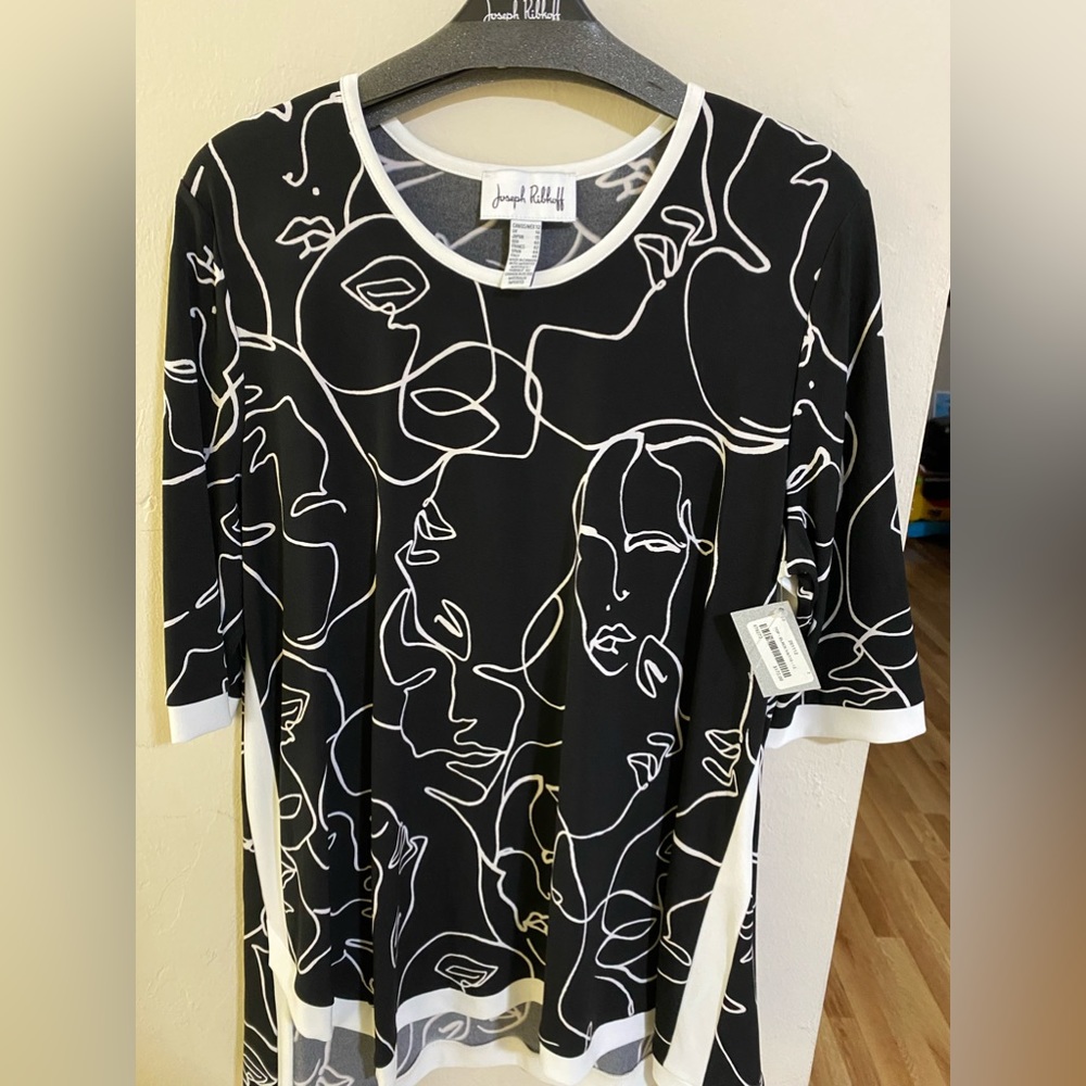 Joseph Ribkoff Black and White Graphic T-Shirt